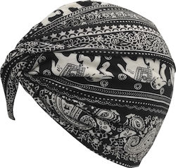 Women's Turban Black and White Paisley Brims Trims