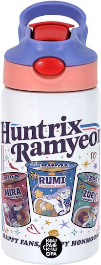 Koupakoupa Ramyeon Huntrix Детска Бутилка За Вода Неръждаема Стомана Със Сламка Розова 350мл
