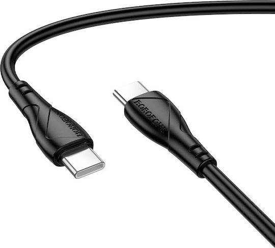 Borofone USB 2.0 Cable USB-C male - USB-C 60W PD Μαύρο 1m