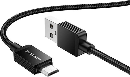 Borofone Regular USB 2.0 to micro USB Cable Μαύρο 1m 1τμχ