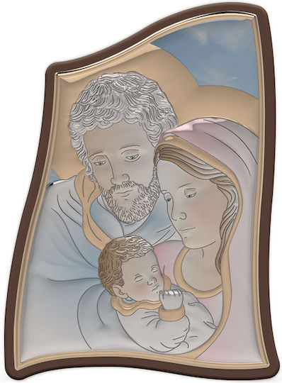 Slevori Holy Family Simple Series 26.5x19 White Multicolored Silver Wood