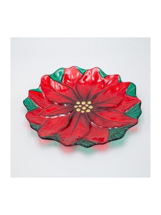Eurolamp Christmas Platter Glass Red L36xW36xD35.5cm.
