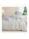 Ravelia Duvet Cover Set Cotton Satin Queen with 2 Pillowcases 230x250 Sateen Chloe Green