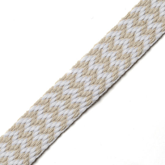 Zick-Zack-Gurt aus Polyester-Baumwolle Ecru Weiß 2,5cm Meter