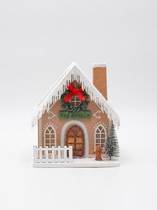 Eurolamp Christmas Illuminated Decorative Wooden House Brown with Battery 15.5x13x11cm. Toy Shop