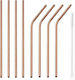 8 Paie de Băut Metalice 21.5cm Bronz 1 Periuță de Curățare