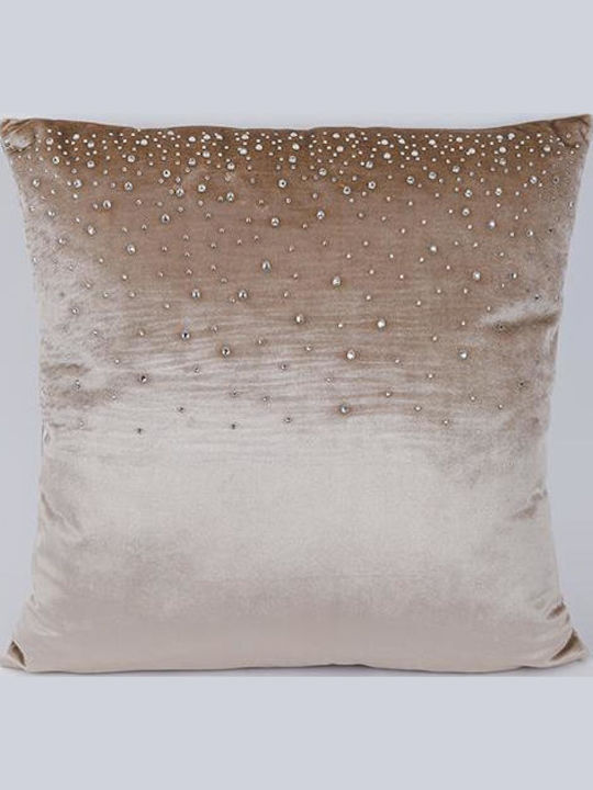 Eurolamp Beige Velvet Pillow with Rhinestones 45x45cm Eurolamp
