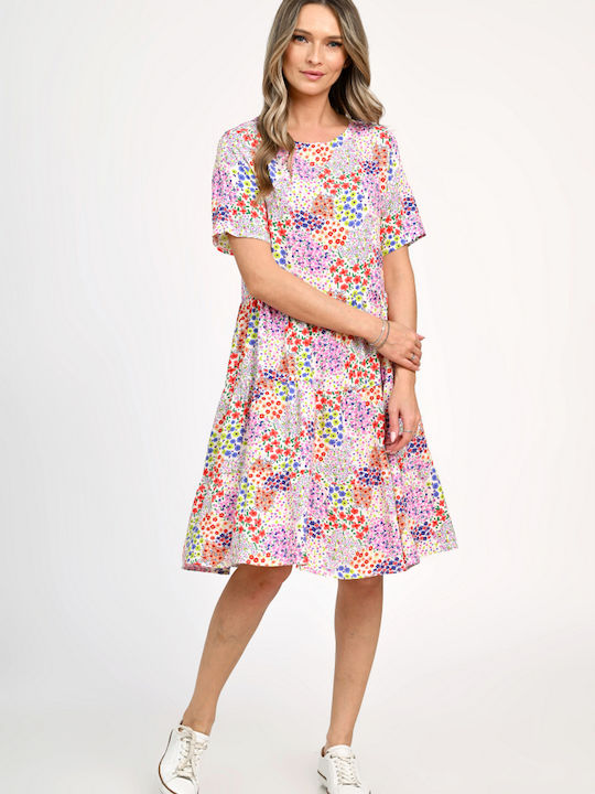 Summer Midi Dress with Ruffles Floral