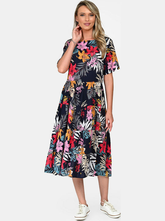 Sommer Midi Damenkleid Tropisch