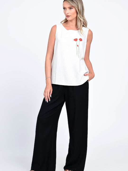 Femei Negru Set cu Pantaloni cu elastic Floral