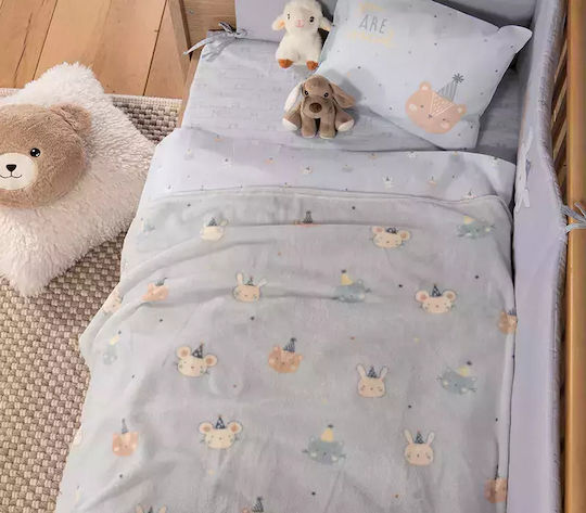 Nef-Nef Homeware Κουβέρτα Αγκαλιάς & Λίκνου Special Party Fleece Μπλε 75x110εκ.