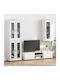 Wall Living Room Display Cabinet made of Particleboard with Glass Glossy White 55x29x100cm