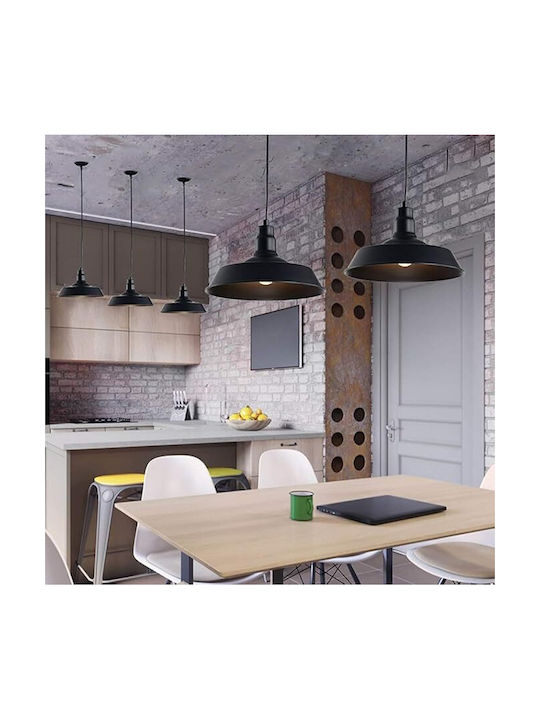 VenCore Pendant Light Black Bell with Socket E27 36x36x25cm
