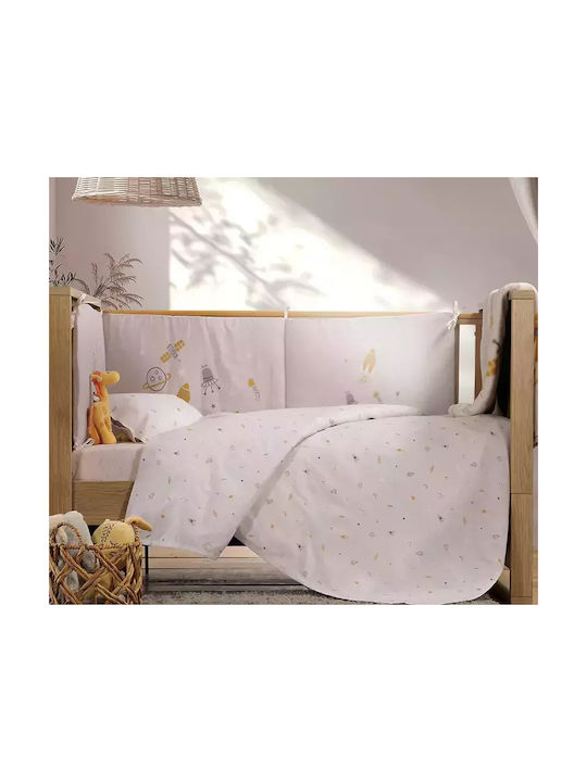 Nef-Nef Homeware Σετ Βρεφικά Σεντόνια Κούνιας Βαμβακερά Universe Γκρι 120x170εκ. 3τμχ