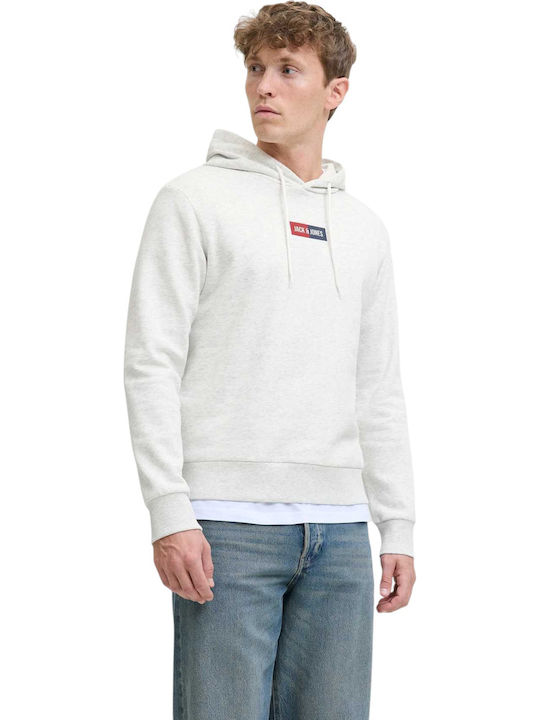 Jack & Jones Φούτερ με Κουκούλα White Melange C...