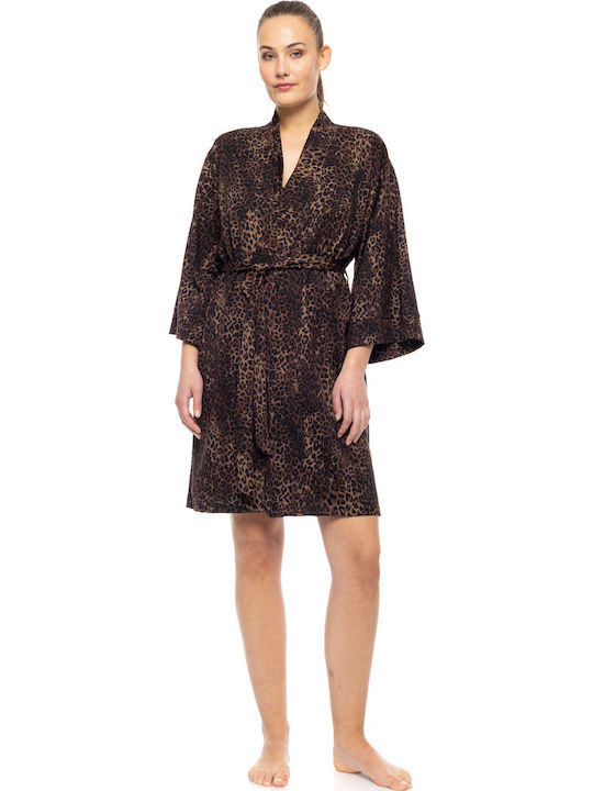 Pink Label Winter Women's Cotton Robe Leopard