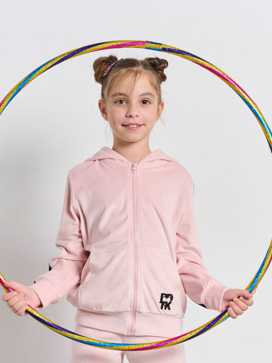 Kids Sweatshirt Cardigan with Hood and Pockets Pink Row Minime