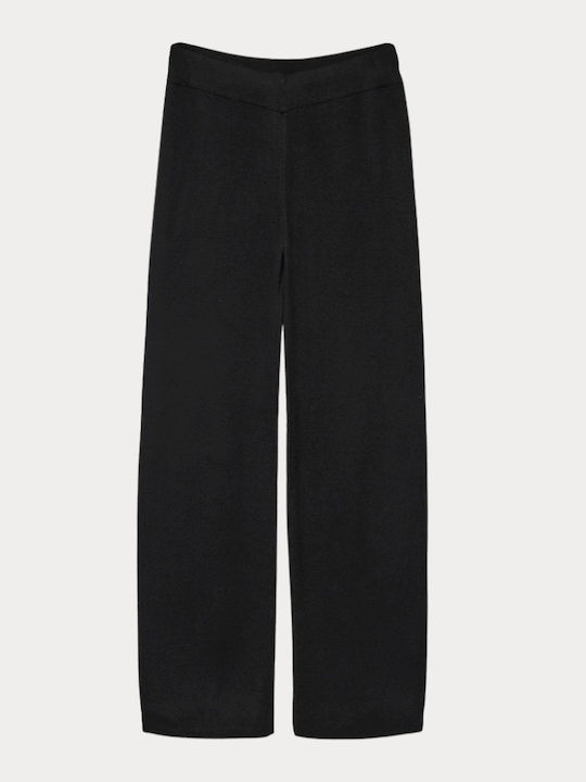 Women's Fabric Trousers Loose Fit Black