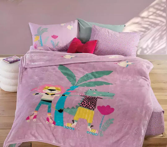 Nef-Nef Homeware Blanket Velvet Roller Friends Lilac 160x220cm
