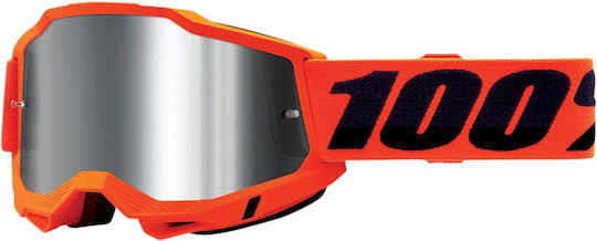 Motocross-Schutzbrille 100% Accuri2 Neon-Orangemirro Silber