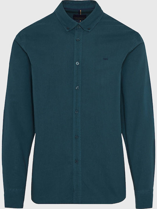 Funky Buddha Long-sleeved Cotton Shirt Blue