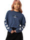 Women's Cotton Long Sleeve Crop Top Navy Blue