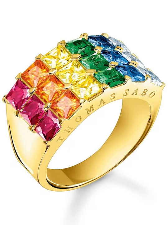 Thomas Sabo Ring with Stones made of Silver Gold Plated