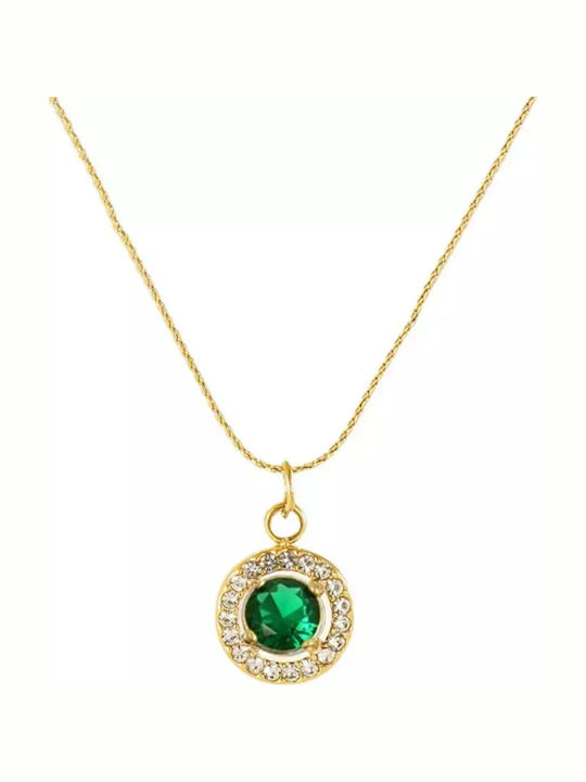 Bode Green Gold Plated Steel Necklace with Zircon