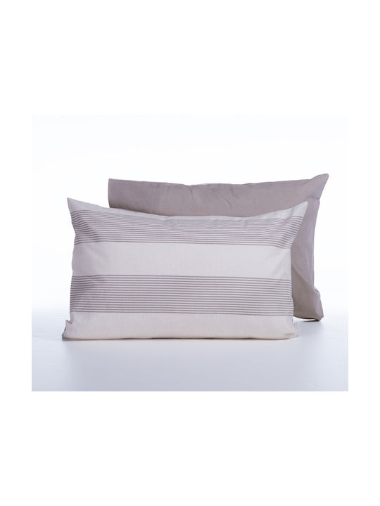 Nef-Nef Homeware Bamb.casual Stripe Μαξιλαροθήκη με Φάσα D.grey 52x72εκ.