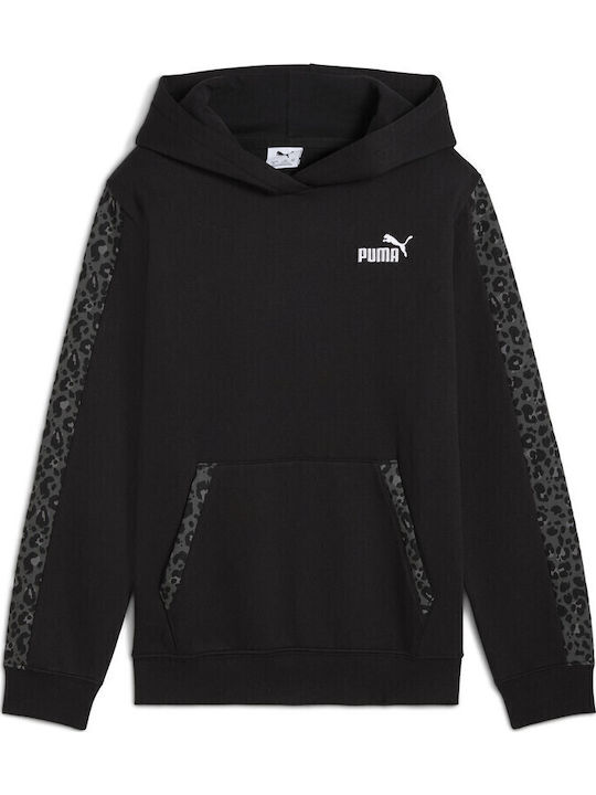 Fleece Kids Sweatshirt with Hood and Pockets Black Hoodie Fl