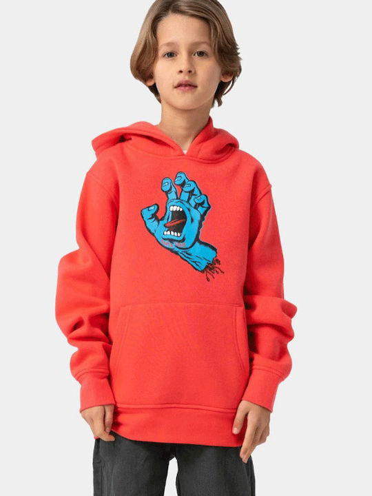 Kids Sweatshirt with Hood and Pockets Bright Red, Red
