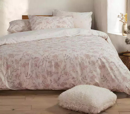 Nef-Nef Homeware Carena Σετ Παπλωματοθήκη Βαμβακερή 170x240cm Μονή με Μαξιλαροθήκη L.grey