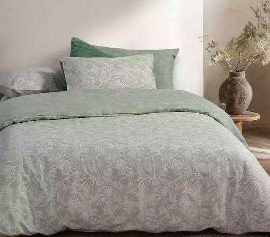 Nef-Nef Homeware Σετ Παπλωματοθήκη Βαμβακερή Υπέρδιπλη με 2 Μαξιλαροθήκες 240x230cm Dazier Green