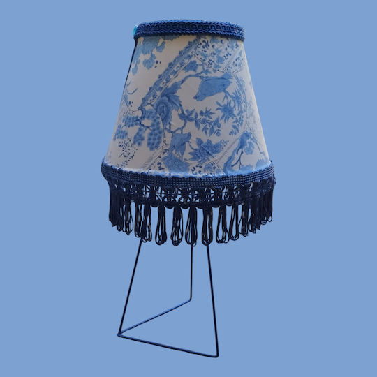 Oxygen Korean Blossom Table Lamp for E27 Fitting with Blue Shade and Base