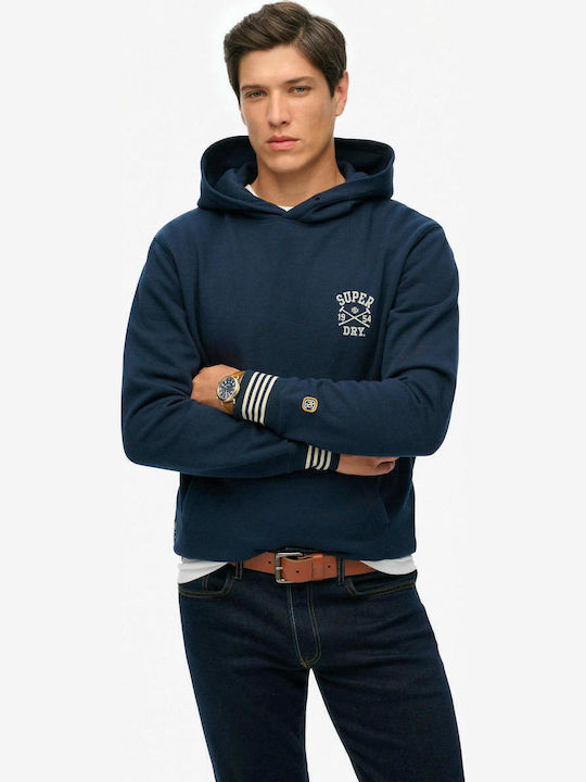 Superdry Ovin Φούτερ με Κουκούλα Μπλε