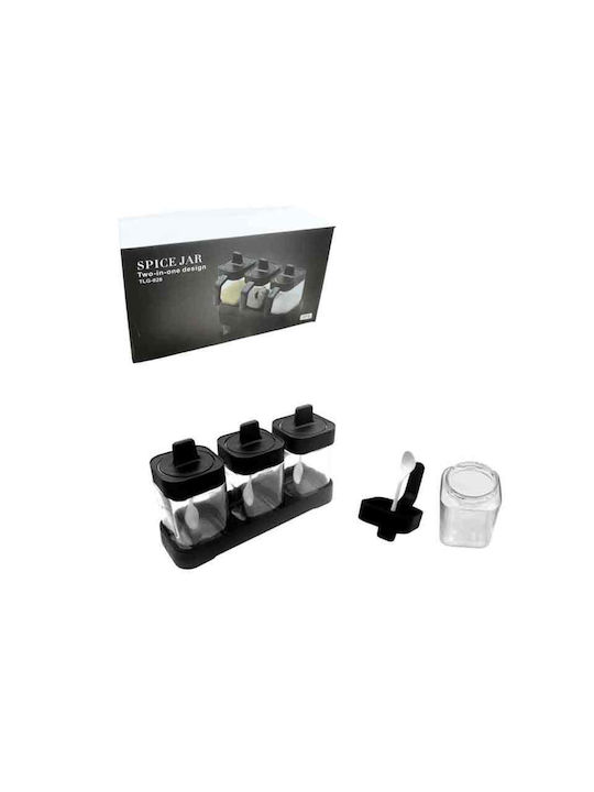Plastic Tabletop Spice Rack with Stand Transparent 3pcs