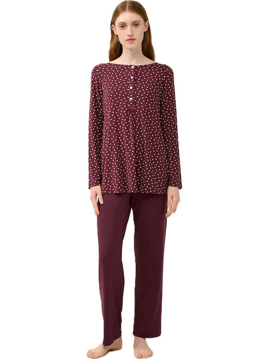 Vamp Set Pijamale pentru Femei Dark Red