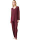 Vamp Sommer Damen Pyjama-Set Dark Red