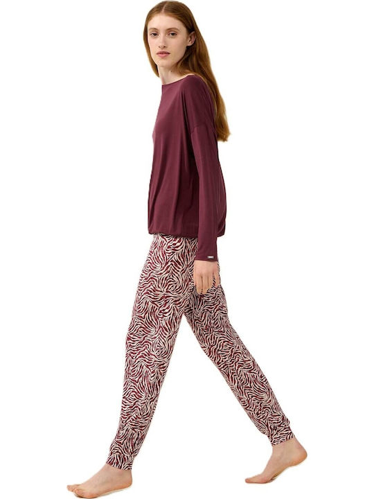 Vamp Sommer Damen Pyjama-Set Dark Red