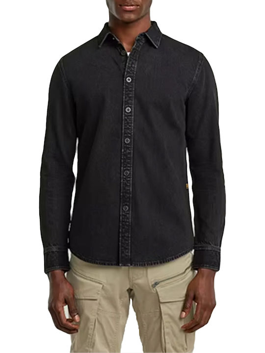 Clean Long Sleeve Denim Shirt Black