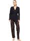 Pink Label Summer Women's Pyjama Pants Black