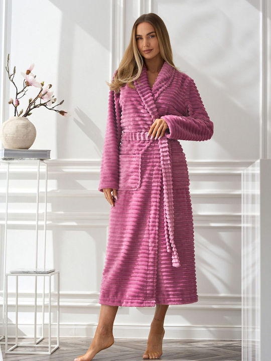 L&L Collection Καλοκαιρινή Γυναικεία Ρόμπα Κερασί