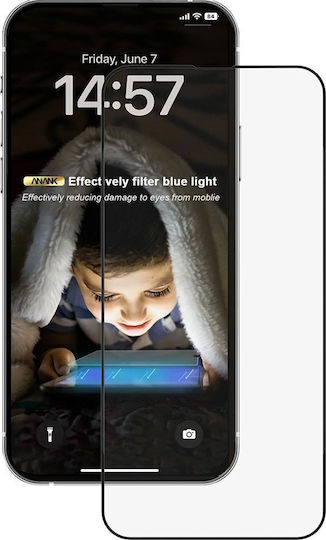Anank 2.5d Anti-blue Light Screen Protector Iphone 15 Pro Black