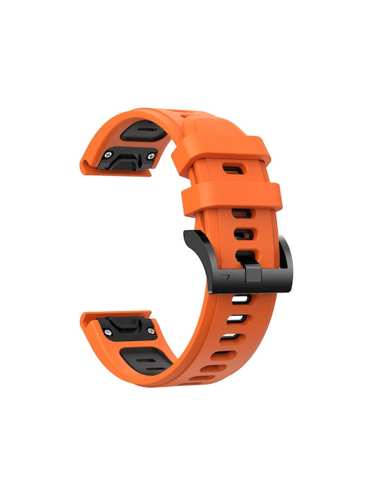 Garmin Fenix 6 Pro Gps 22mm Two-Tone Sports Silicone Watch Strap Orange+Black