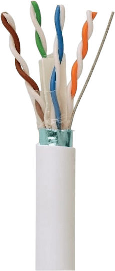 Anga F/UTP Cat.6 (Gigabit) Καλώδιο Δικτύου Ethernet 100m Λευκό