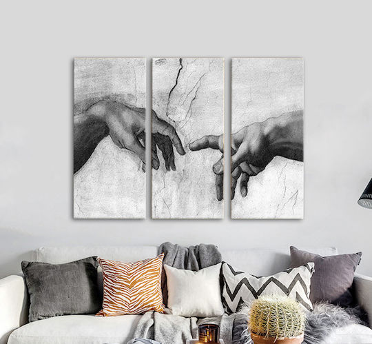Πίνακας Καμβά Creation Adam Michelangelo Τρίπτυχος Προσφορα Τρίπτυχο 100x70 Cm 3τμχ 33x70cm