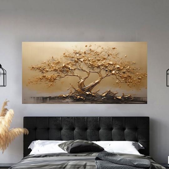Canvas Painting Gold Tree Abstract 150x70 Cm