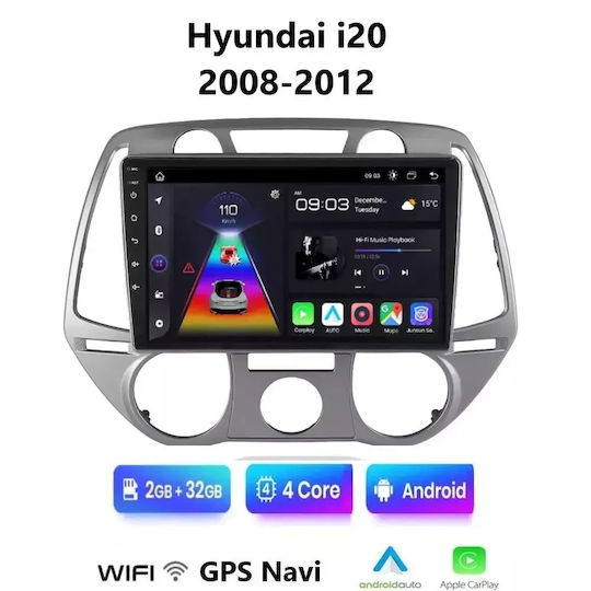 Auto-Audiosystem für Hyundai i20 2008-2012 (Bluetooth/USB/WiFi/GPS/Apple-Carplay/Android-Auto) mit Touchscreen 9"