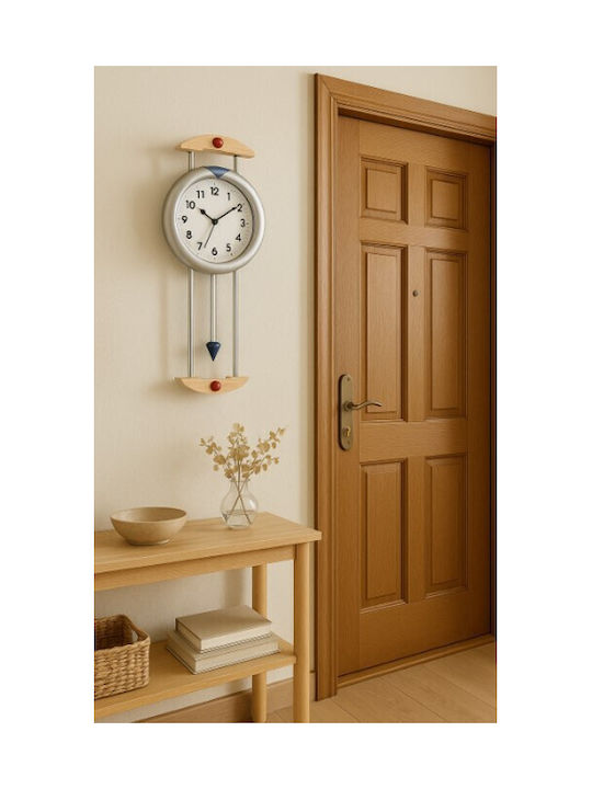Galifas Wall Clock Wooden With Pendulum Multicolour 22x60cm