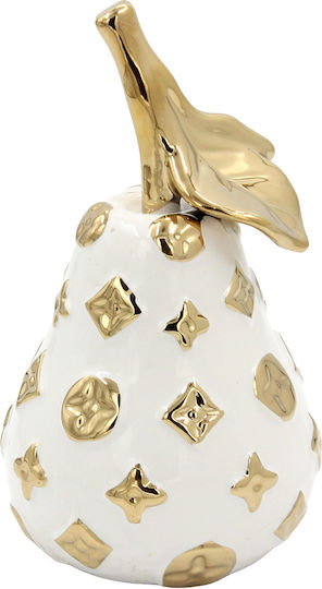 Decorative Ceramic Pear Φ11x19 In White Gold Keskor 78756
